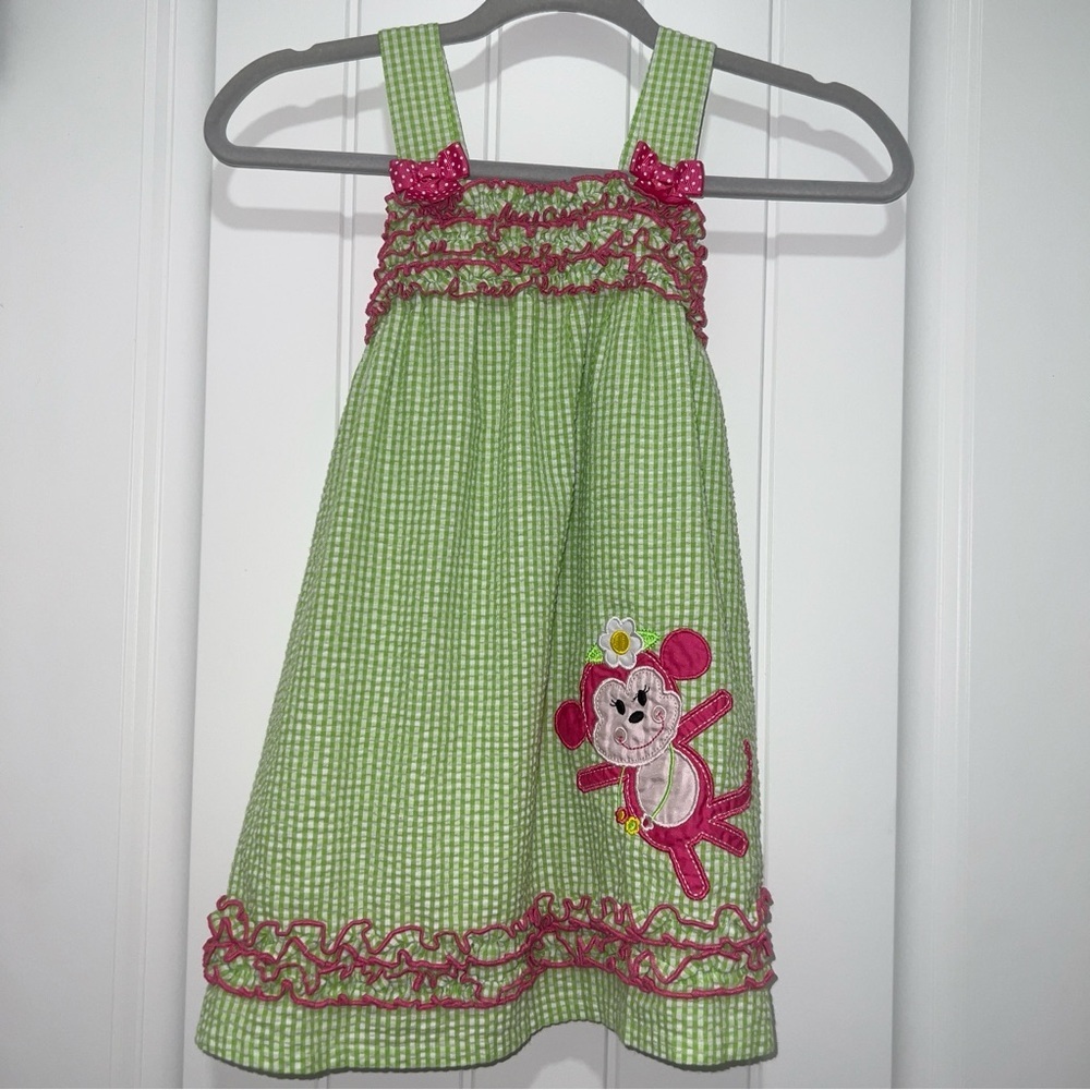 Emily Rose Girl’s Smocked Monkey Sleeveless Dress Size 6